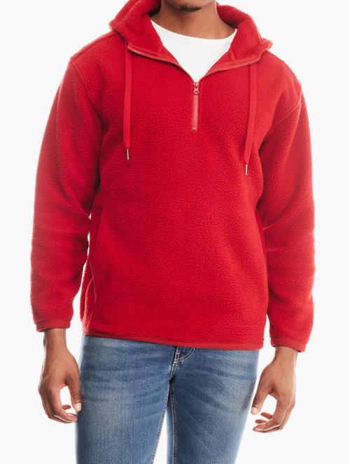 Daily Finery Red Fleece Hooded Jacket