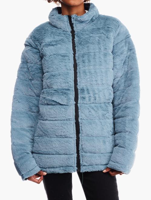 Daily Finery Blue Faux Fur Puffer Jacket