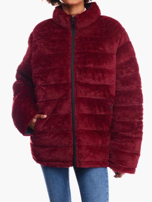 Daily Finery Wine Zip Up Puffer Jacket