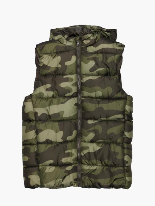 Daily Finery Camouflage Green Quilted Vest