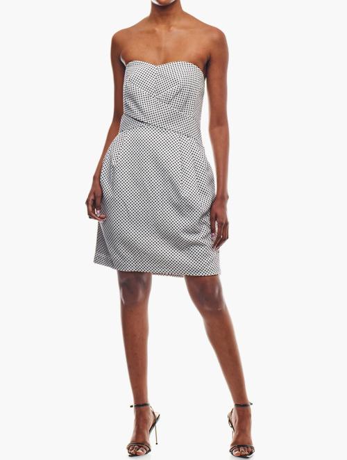 Daily Finery White Polka Dots Bandeau Dress