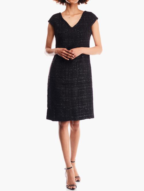 Daily Finery Black V-Neck Textured Dress