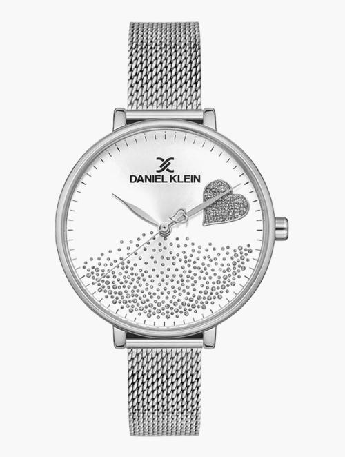 Daniel Klein Silver Heart Mesh Steel Premium Watch