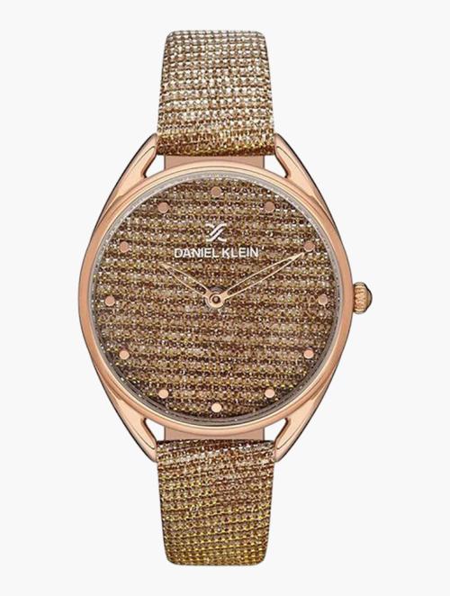 Daniel Klein Brown & Rose Gold Glitter Trendy Watch