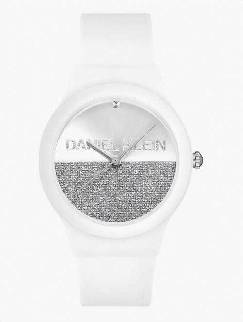 Daniel Klein White & Grey Glitter Silicone Watch