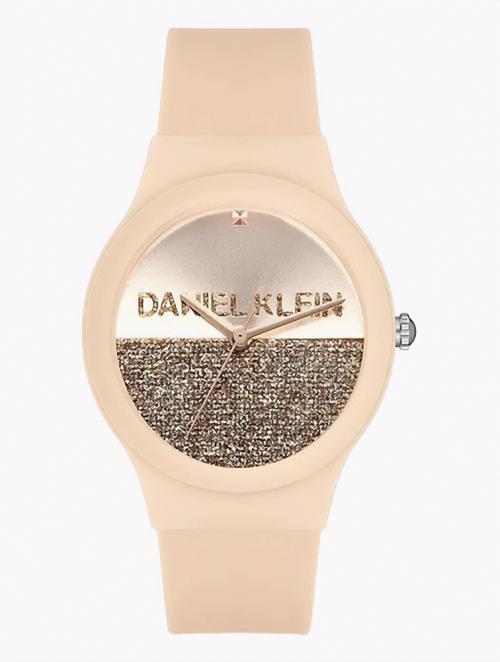 Daniel Klein Rose Gold Glitter Silicone Watch