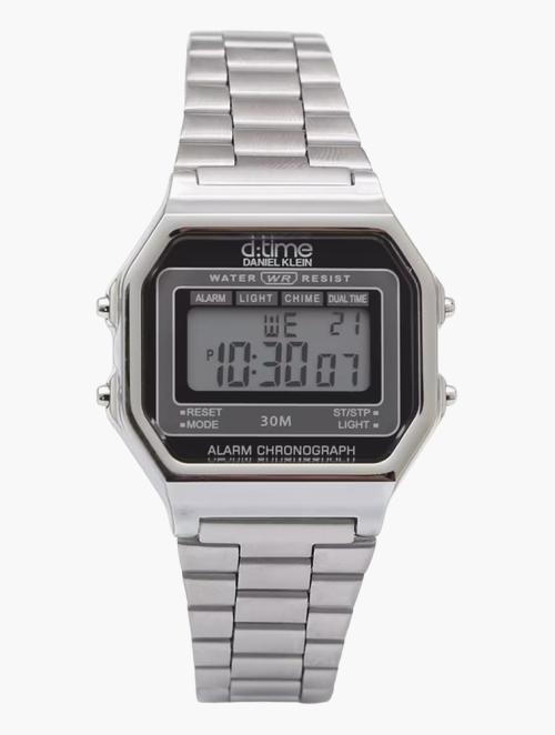 Daniel Klein Silver D-Time Digital Watch