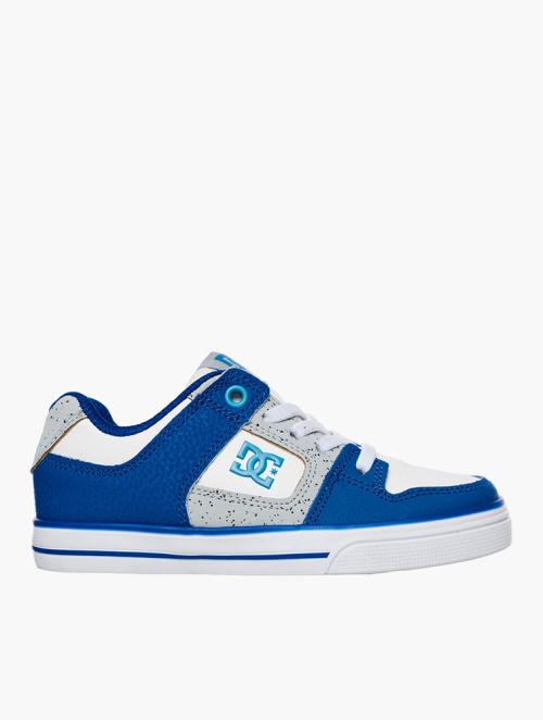 DC Shoes  Kids White, Grey & Blue Pure Elastic Sneakers