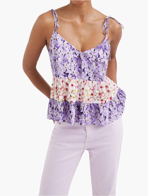 Desigual Mauve Floral Strap Blouse