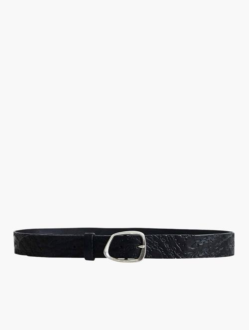 Desigual Black Irregular Buckle Leather Belt