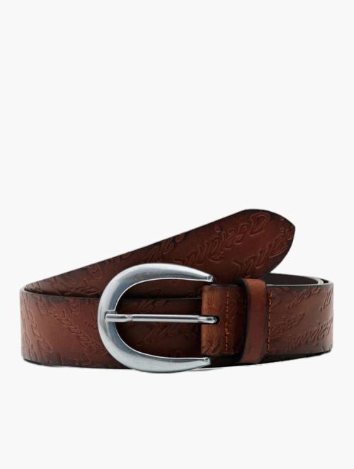 Desigual Tan Irregular Buckle Leather Belt