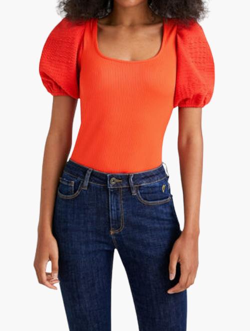 Desigual Orange Yass Balloon-Sleeve Bodysuit