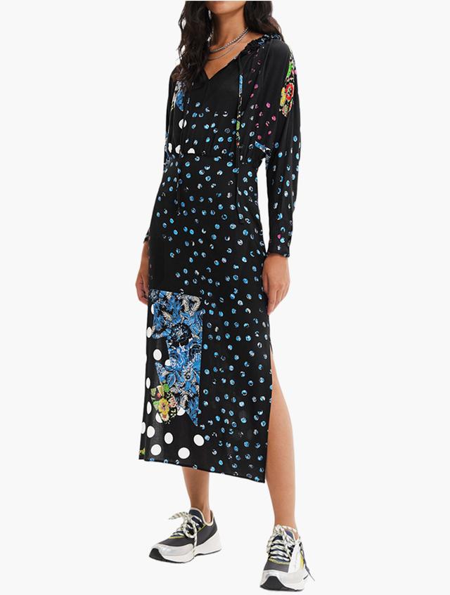 Desigual Black Polka Dot Midi Dress