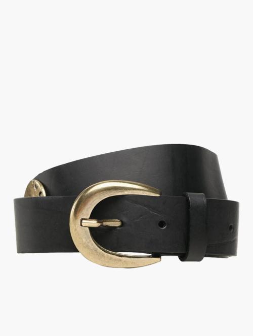 Desigual Black Leather Studded Belt