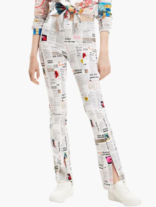 Desigual White Newspaper Slit Trousers