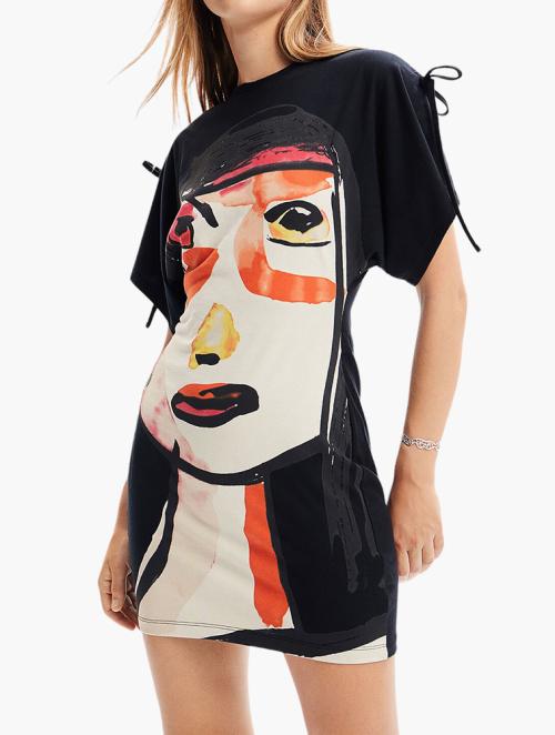 Desigual Black Arty Face Mini Dress