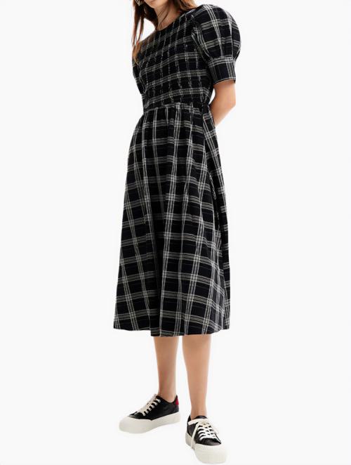 Desigual Black Check Midi Dress