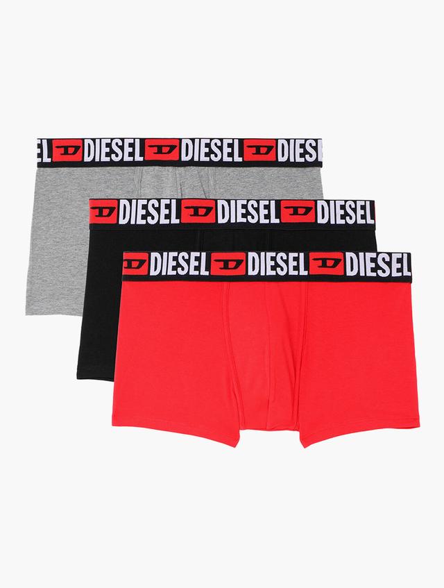 Diesel Red & Grey Umbx Damien Boxer Shorts 3-Pack