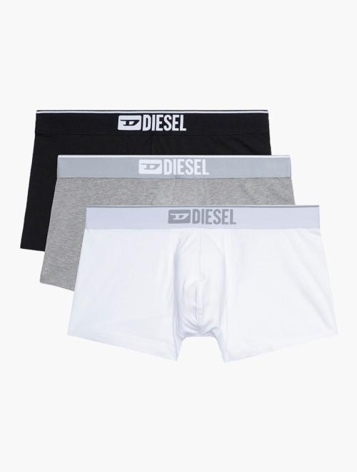 Diesel Black, Grey & White Damien 3 Pack Boxer Shorts