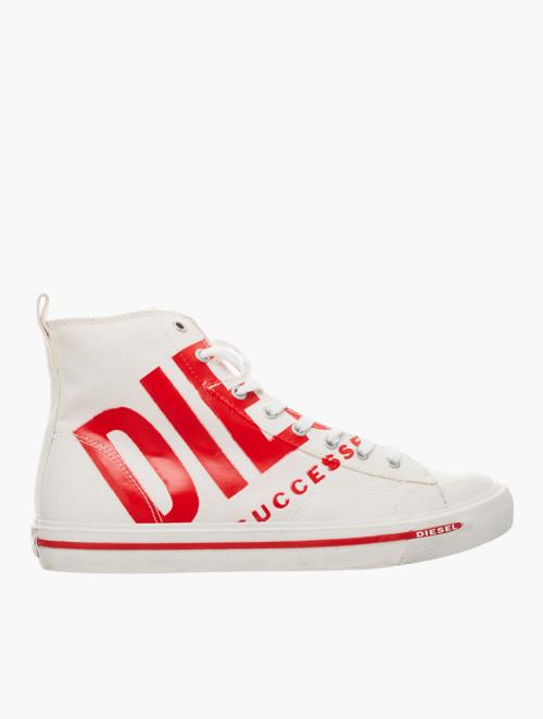 Diesel White Mid Top Sneakers With Maxi Logo