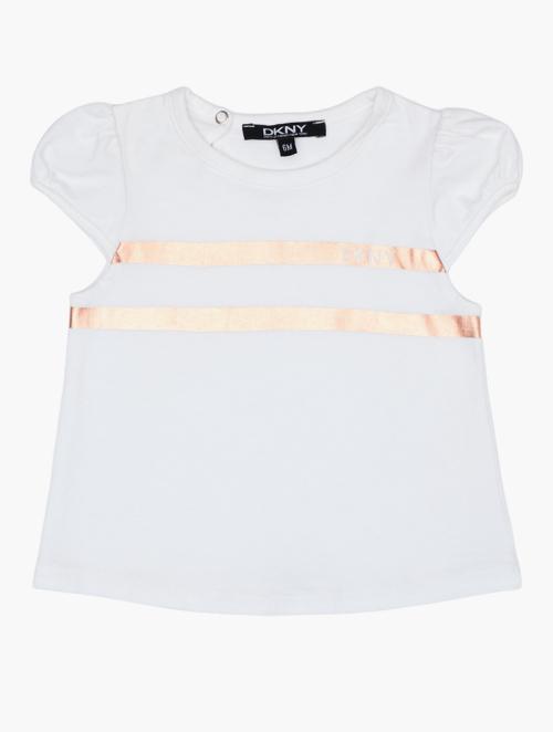 DKNY Kids White & Rose Gold Cup Sleeve Tee
