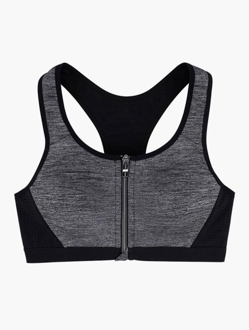 Dorina Grey Harlem Non Padded Zippered Sports Bra