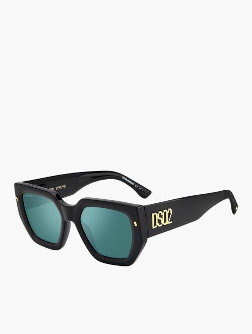 Dsquared Black Teal Rectangular Hype Sunglasses