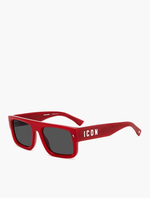 Dsquared Grey & Red Rectangular Flat Top Sunglasses