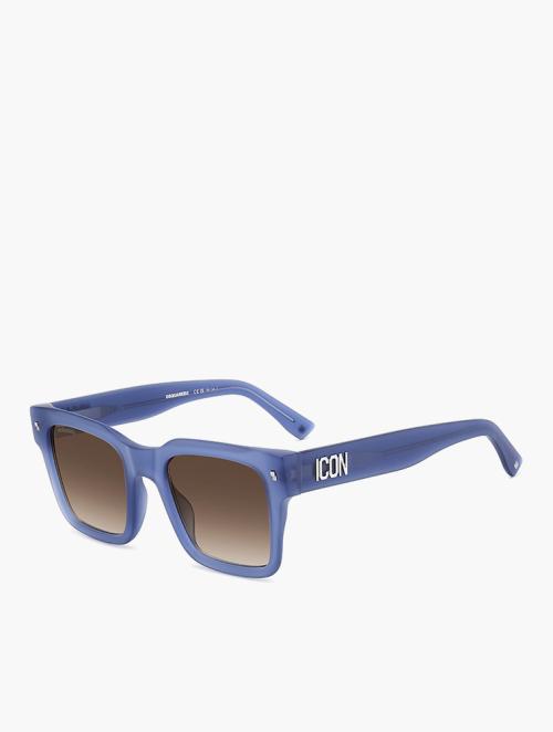Dsquared Brown & Matte Blue Rectangular Sunglasses