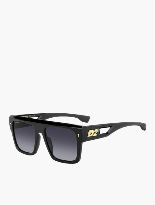 Dsquared Black Rectangular Flat Top Hype Sunglasses