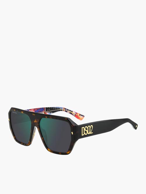 Dsquared Havana Pattern Square Flat Top Hype Sunglasses