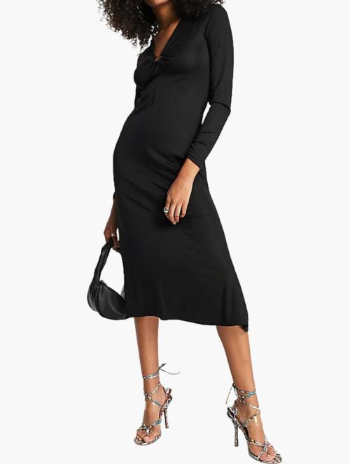 edited Black Lieve Keyhole Detailed Midi Dress