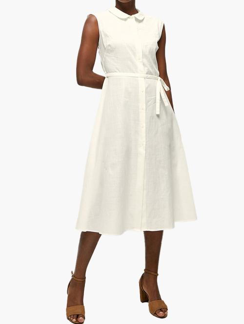 edit Peter Pan Collar Fit And Flare Dress - White