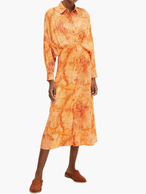 edit Dolman Sleeve Printed Shirt Dress - Tan Natures Texture