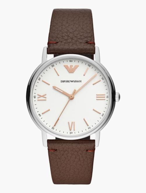 EMPORIO ARMANI Brown Round Dress Leather Watch