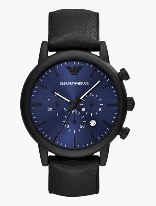 EMPORIO ARMANI Black Round Luigi Watch