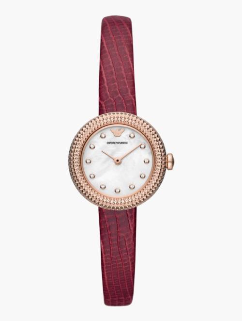 EMPORIO ARMANI Red & Rose Gold Rosa Round Watch