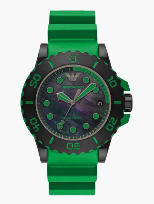 EMPORIO ARMANI Green & Black Round Acqua Watch