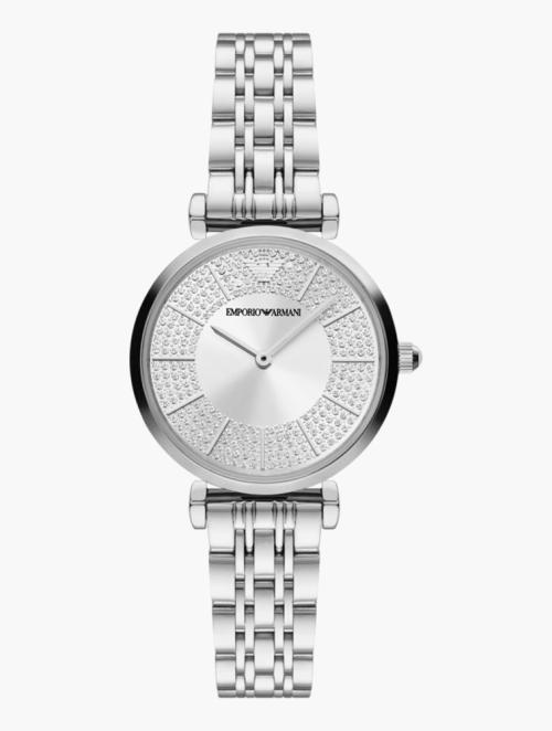 EMPORIO ARMANI Silver Gianni T-Bar Round Watch