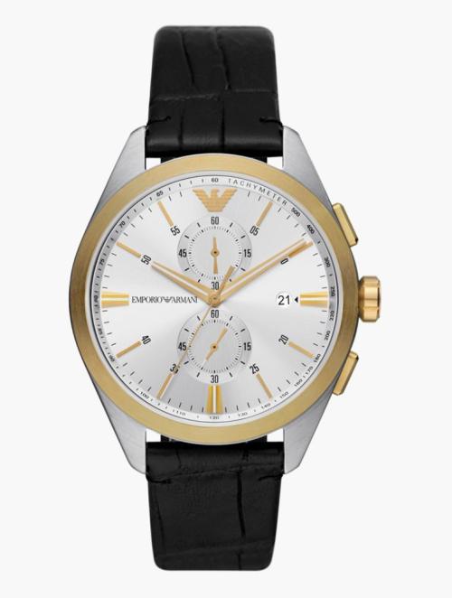 EMPORIO ARMANI Black & Silver Claudio Round Watch