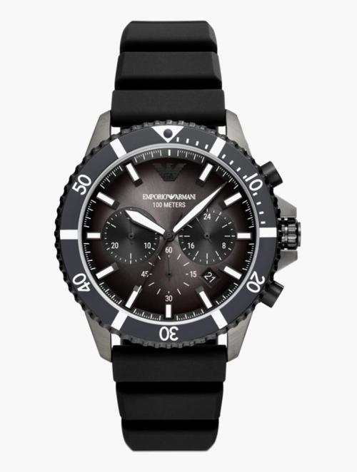 EMPORIO ARMANI Gunmetal Round Diver Watch