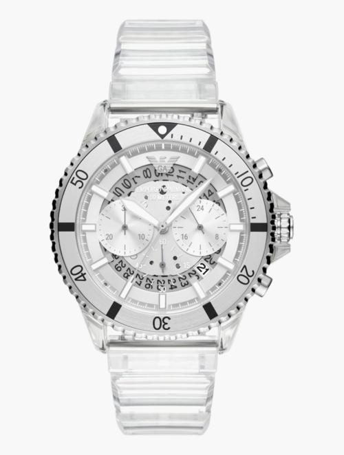 EMPORIO ARMANI Clear White Round Diver Watch