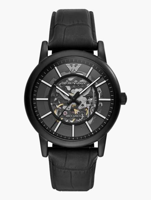 EMPORIO ARMANI Black Round Luigi Watch