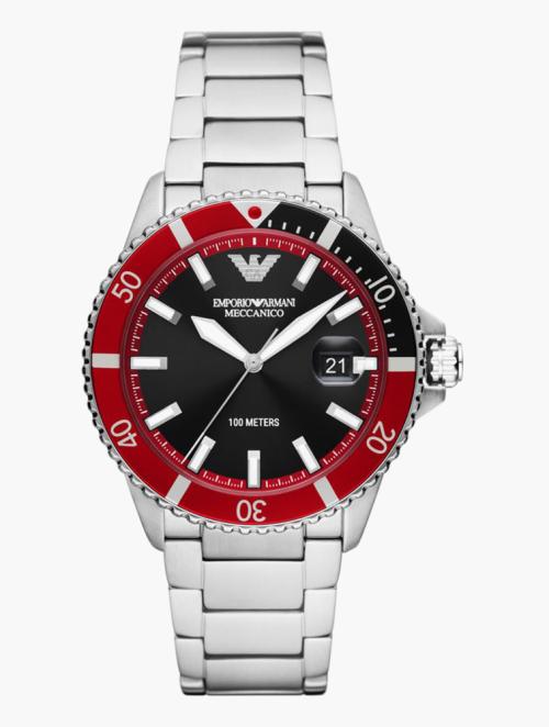 EMPORIO ARMANI Silver Round Diver Watch