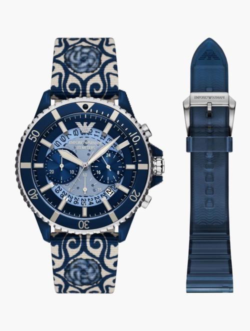 EMPORIO ARMANI Blue Diver Round Watch