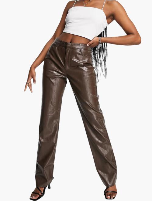 envii Midnight Brown Pu Straight Leg Pants