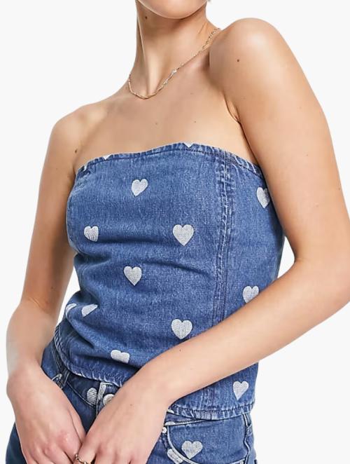 envii Blue Heart Printed Corset Top