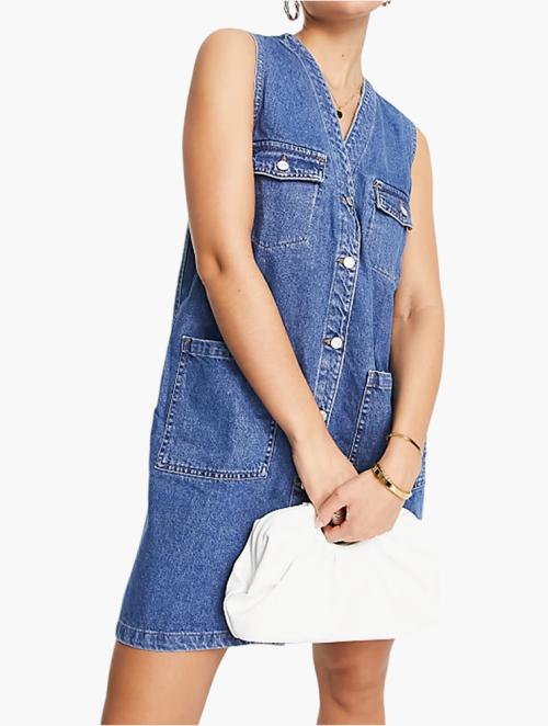 envii Blue Sleeveless Denim Shift Dress