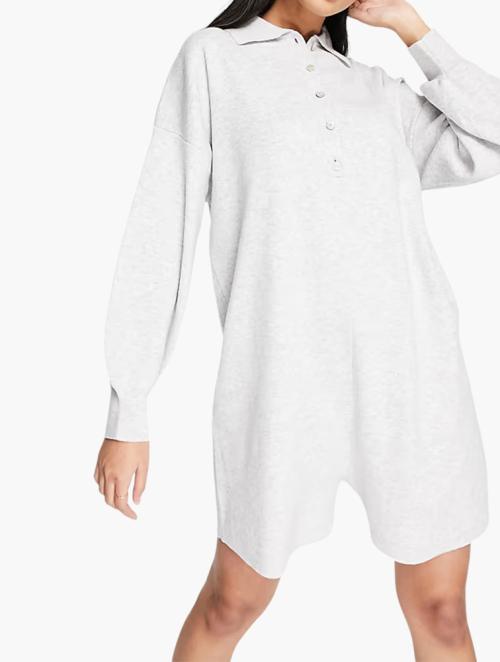 Fashion Union Grey Fashion Union Relaxed Jersey Polo Romper