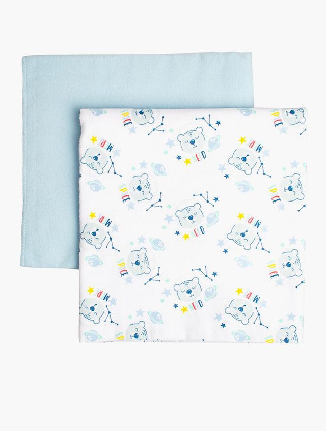 Fashionation Space Bear Print Receiving Blanket 2 Pack